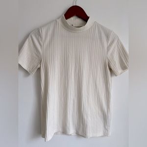 White Turtleneck Short Sleeve Shirt